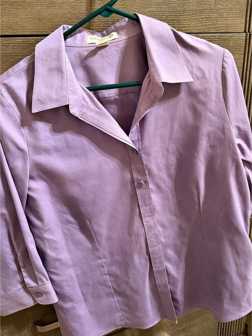 Coldwater Creek No-Iron Button-Up Shirt Purple Medium